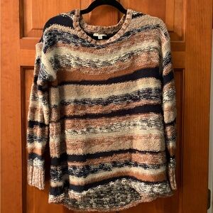 Striped Crewneck Sweater in Navy, Cream & Rust